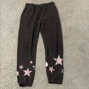 grey sweat pants with stars